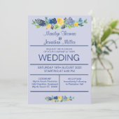 Faire-part de mariage d'aquarelle bleue (Debout devant)