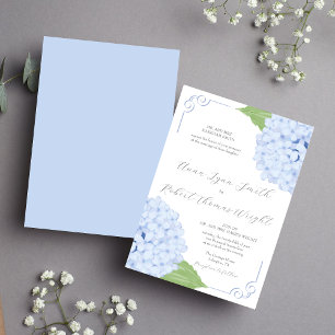 Faire-part de mariage d'aquarelle Blue Hydrangea