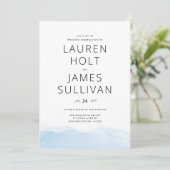 Faire-part de mariage d'aquarelle Blue Ombre (Debout devant)