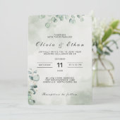 Faire-part de mariage d'aquarelle botanique verte  (Debout devant)