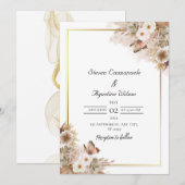 Faire-part de mariage d'aquarelle Brown (Devant / Derrière)