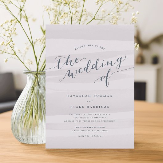 Faire-part de mariage d'aquarelle Chiffon | Grey L