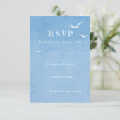 Faire-part de mariage d'aquarelle ciel bleu clair (Debout devant)