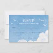 Faire-part de mariage d'aquarelle ciel bleu clair (Devant)