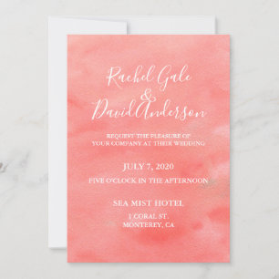 Faire-part de mariage d'aquarelle Coral Dreams