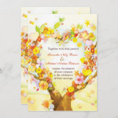 Faire-part de mariage d'aquarelle d'arbre de coeur (Devant / Derrière)