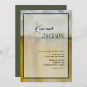 Faire-part de mariage d'aquarelle d'art Abstrait u (Devant / Derrière)