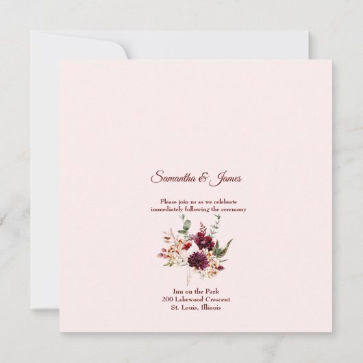 Faire-part de mariage d'aquarelle d'automne (Dos)