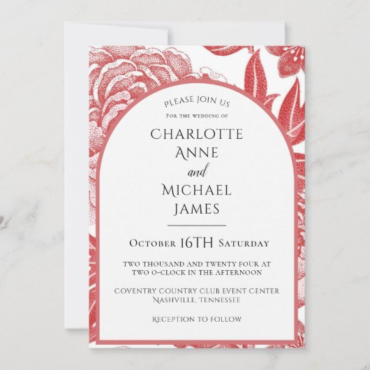 Faire-part de mariage d'aquarelle de cadre de fleu (Devant)