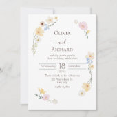 Faire-part de mariage d'aquarelle de couleur blanc (Devant)