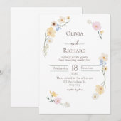 Faire-part de mariage d'aquarelle de couleur blanc (Devant / Derrière)