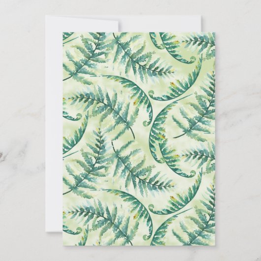 Faire-part de mariage d'aquarelle de feuillage ver (Dos)