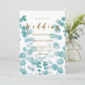 faire-part de mariage d'aquarelle de feuille d'euc (Debout devant)