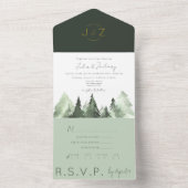 Faire-part de mariage d'aquarelle de forêt (À l'intérieur)