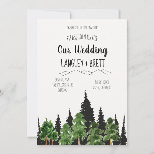 Faire-part de mariage d'aquarelle de forêt rustiqu (Devant)