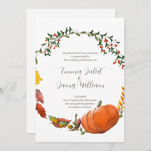 Faire-part de mariage d'aquarelle de l'action de g (Devant / Derrière)