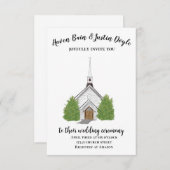Faire-part de mariage d'aquarelle de l'église trad (Devant / Derrière)