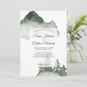 Faire-part de mariage d'aquarelle de montagne rust (Debout devant)