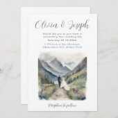Faire-part de mariage d'aquarelle de montagne simp (Devant / Derrière)
