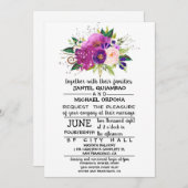 Faire-part de mariage d'aquarelle de prune florale (Devant / Derrière)