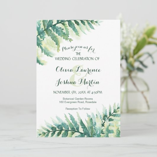 Faire-part de mariage d'aquarelle de verdure (Debout devant)