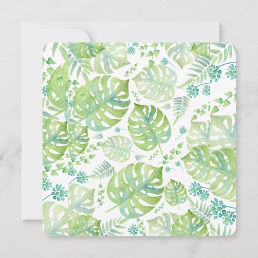 faire-part de mariage d'aquarelle des feuilles tro (Dos)