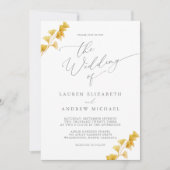 Faire-part de mariage d'aquarelle dorée Siver Grey (Devant)