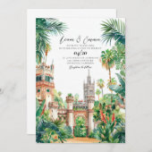 Faire-part de mariage d'aquarelle du château d'Esp (Devant / Derrière)