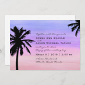 Faire-part de mariage d'aquarelle du coucher de so (Devant / Derrière)