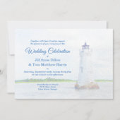 Faire-part de mariage d'aquarelle du phare de Cock (Devant)