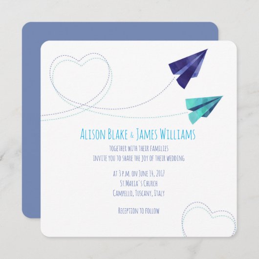 Faire-part de mariage d'aquarelle du plan papier (Devant / Derrière)