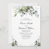 Faire-part de mariage d'aquarelle Eucalyptus (Devant)