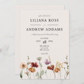 Faire-part de mariage d'aquarelle Fleur sauvage au (Devant / Derrière)