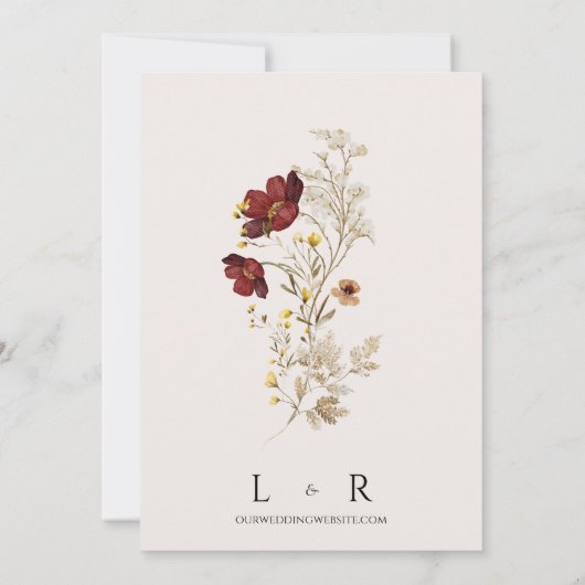 Faire-part de mariage d'aquarelle Fleur sauvage ru (Dos)