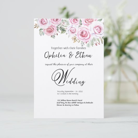 Faire-part de mariage d'aquarelle florale (Debout devant)