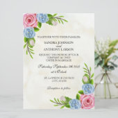 Faire-part de mariage d'aquarelle florale (Debout devant)