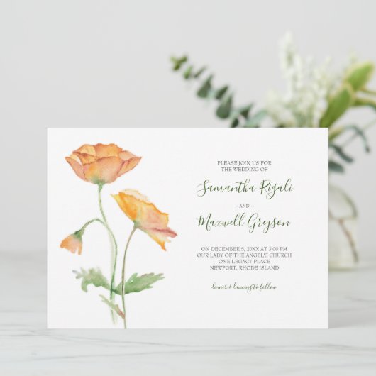 Faire-part de mariage d'aquarelle florale (Debout devant)