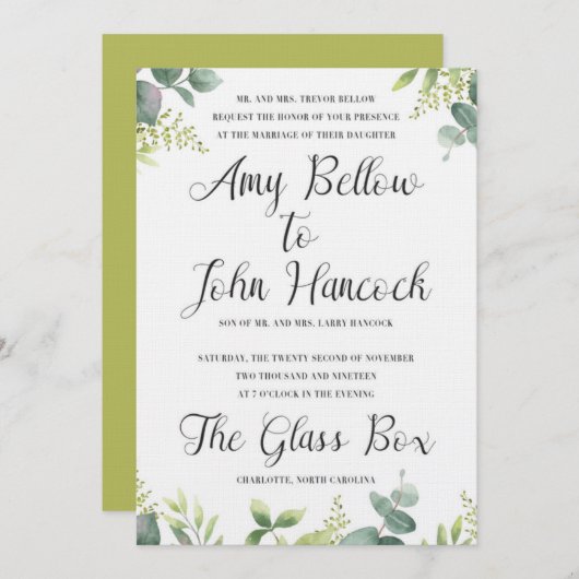 Faire-part de mariage d'aquarelle florale (Devant / Derrière)