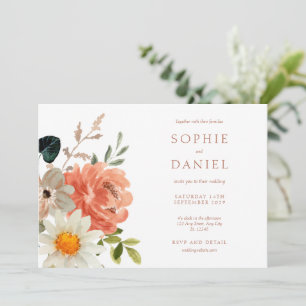 Faire-part de mariage d'aquarelle florale blanc
