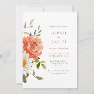 Faire-part de mariage d'aquarelle florale blanc