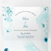Faire-part de mariage d'aquarelle florale bleu per (Intérieur en premier)