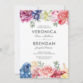 Faire-part de mariage d'aquarelle florale brillant (Devant)