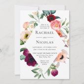 Faire-part de mariage d'aquarelle florale de Boho  (Devant)