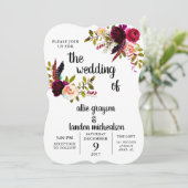 Faire-part de mariage d'aquarelle florale de Bourg (Debout devant)