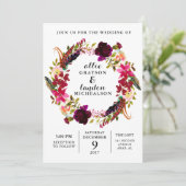 Faire-part de mariage d'aquarelle florale de Bourg (Debout devant)