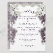 Faire-part de mariage d'aquarelle florale de lavan (Devant / Derrière)