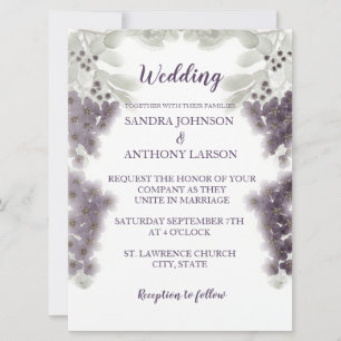 Faire-part de mariage d'aquarelle florale de lavan