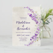 Faire-part de mariage d'aquarelle florale de lavan (Debout devant)