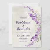 Faire-part de mariage d'aquarelle florale de lavan (Devant)