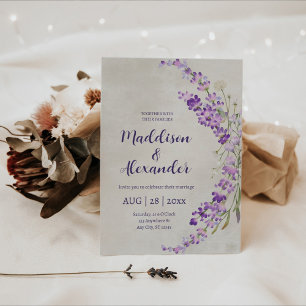 Faire-part de mariage d'aquarelle florale de lavan
